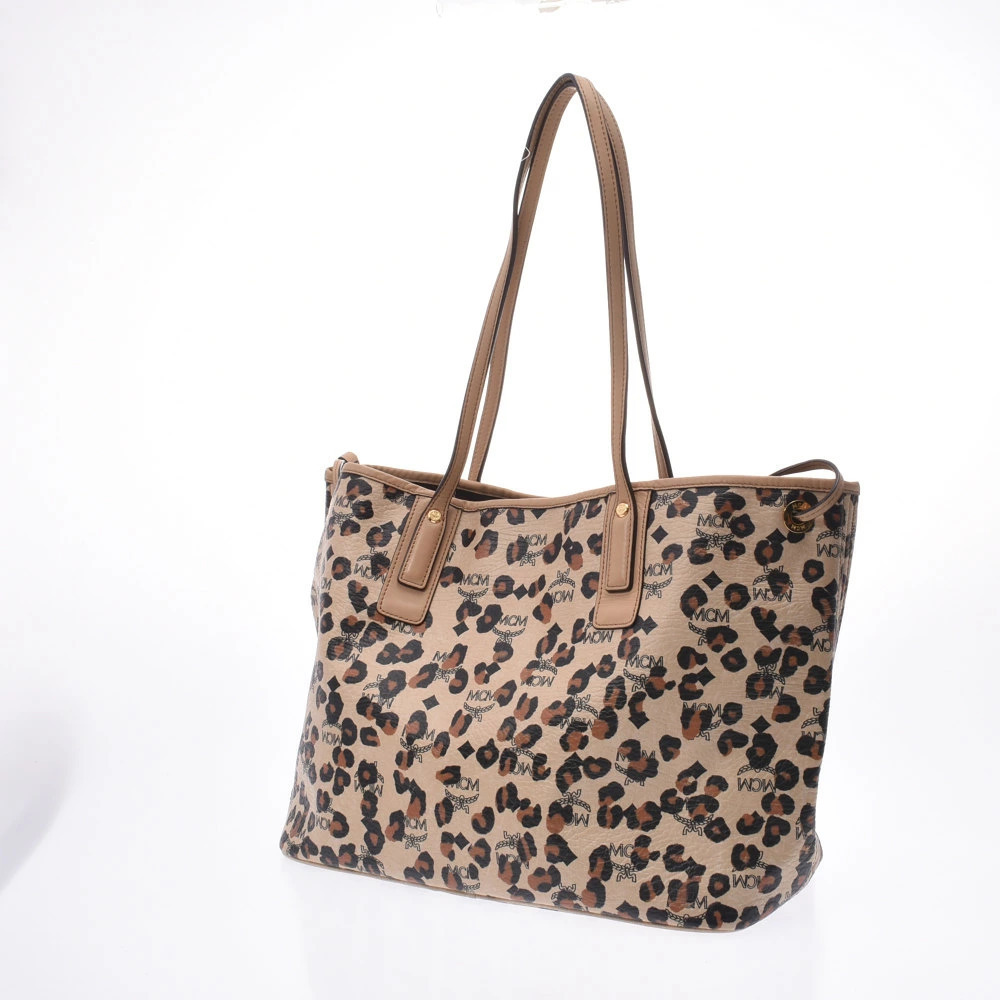 Mcm Leopard Beige Calf Stud Loveless Collaboration Tote Bag Tan